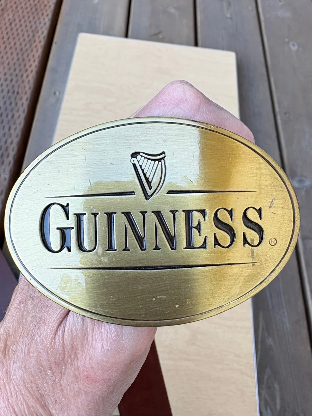 Guinness Lee River Belt Company Vintage Buckle & Brown Leather Belt Sz XL